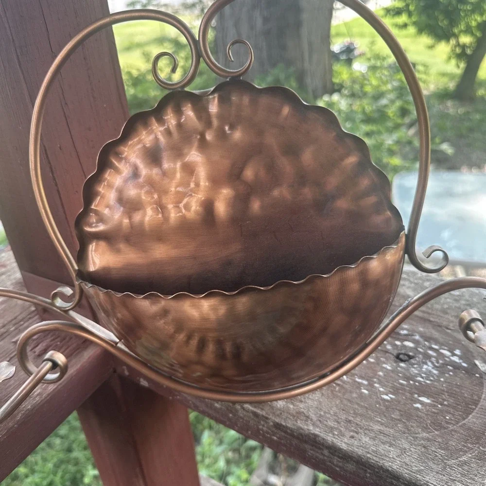 vintage Gregorian solid copper Wall Pocket And Taper Candle Holder